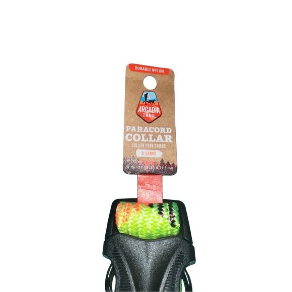 Arcadia Trail Paracord Dog Collar Neon Yellow w/ Orange & Purple Stripe Large - Picture 5 of 5